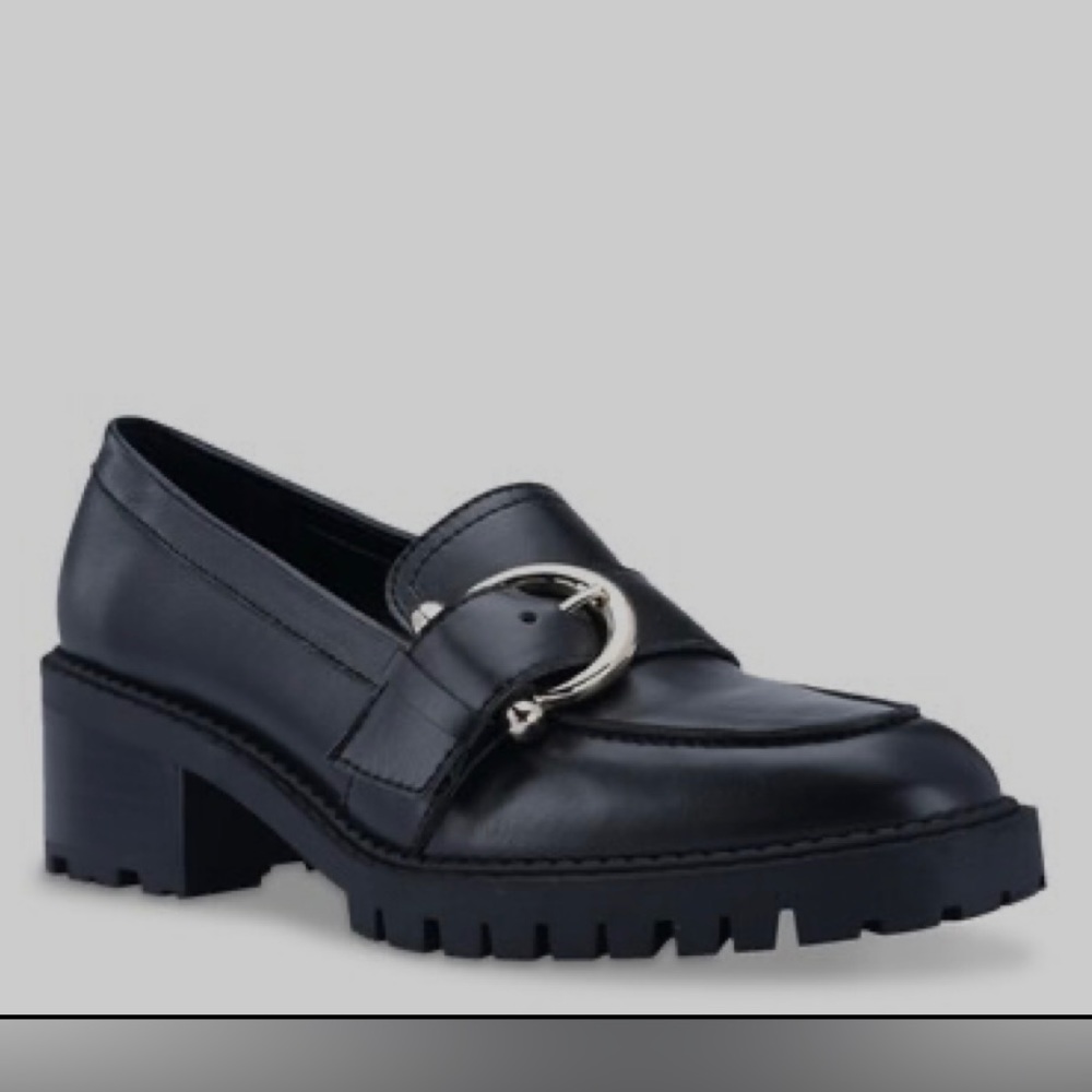 Marc Fisher Dancy Slip On Block Heel Lug Sole Loafers Black Women’s 9.5/10 EU 42